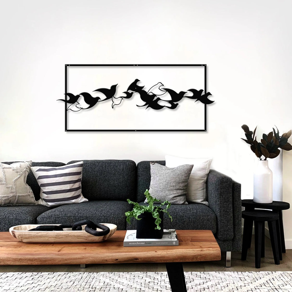 Birds Metal Wall Art – Modern Black Steel Wall Décor