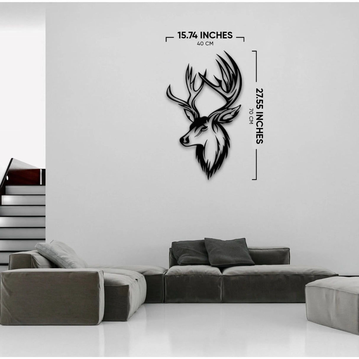Deer Metal Wall Art – Modern Black Steel Wall Décor