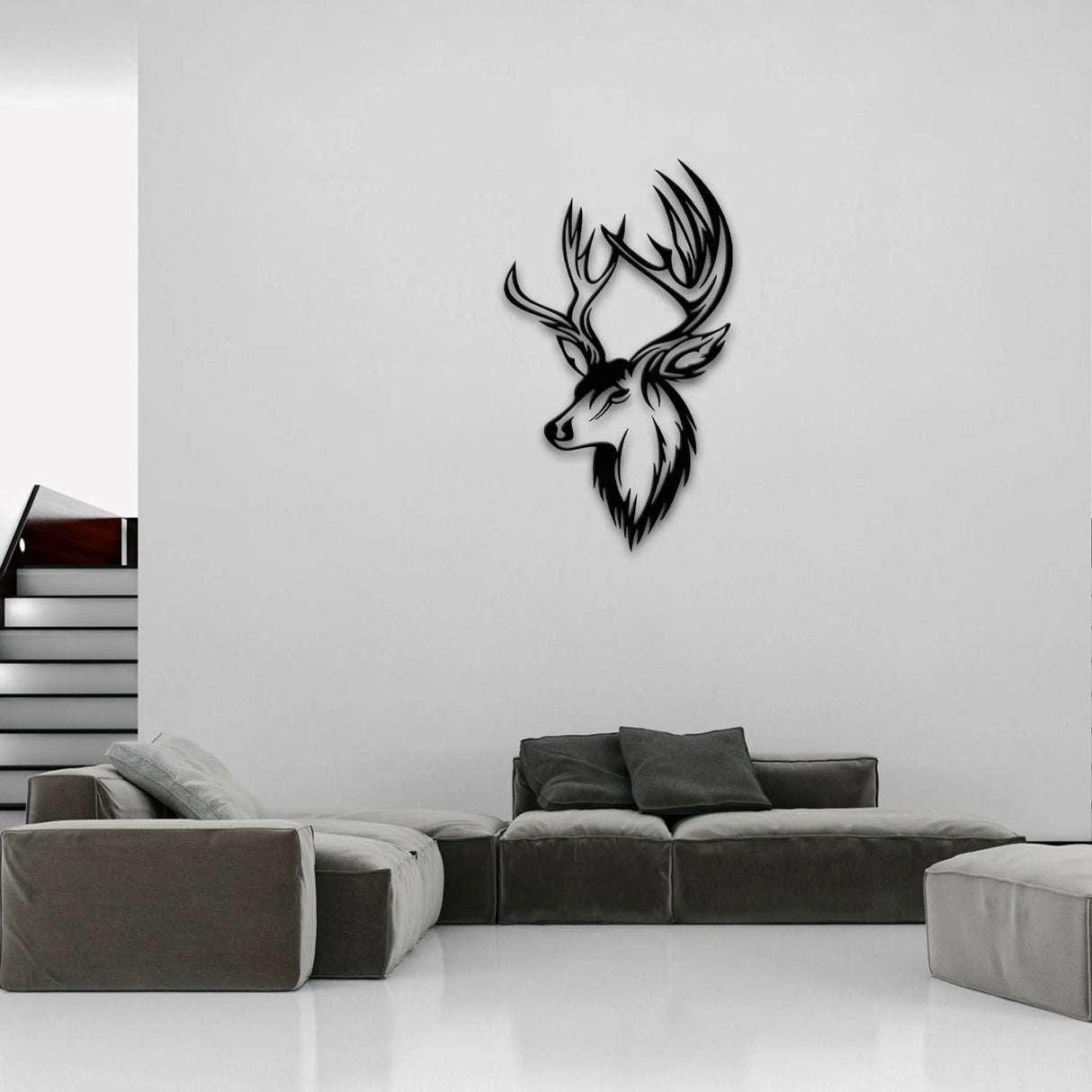 Deer Metal Wall Art – Modern Black Steel Wall Décor