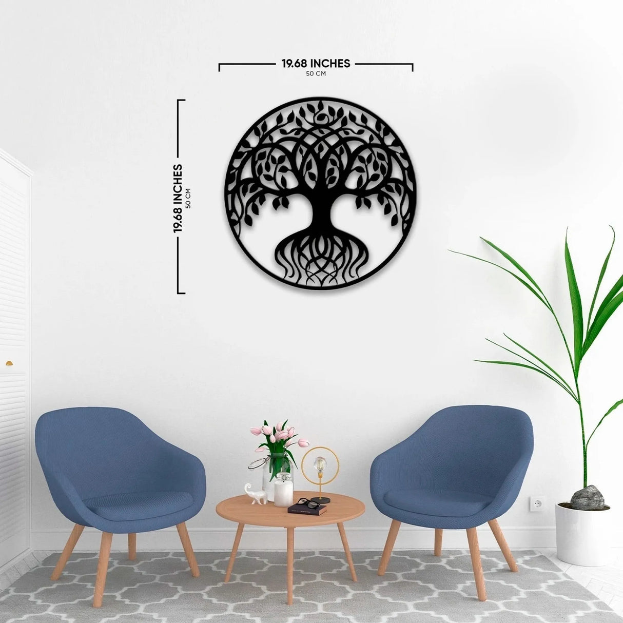 Tree of Life Metal Wall Art – Modern Black Steel Wall Décor