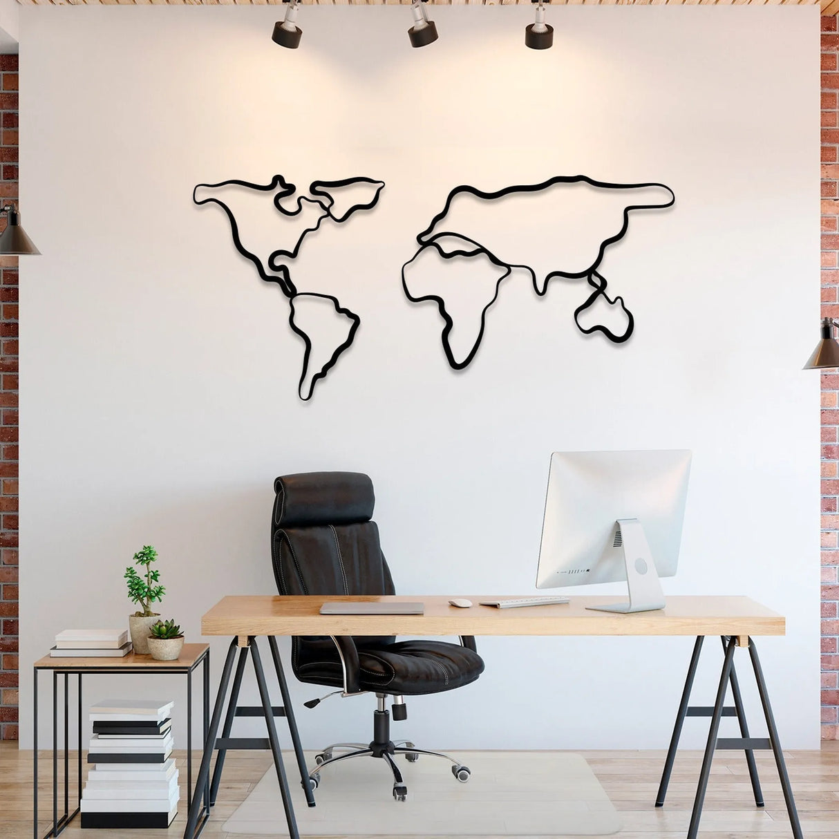 Verden Metal World Map Wall Art – Modern Steel Wall Décor