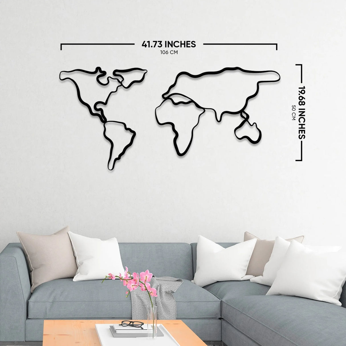 Verden Metal World Map Wall Art – Modern Steel Wall Décor