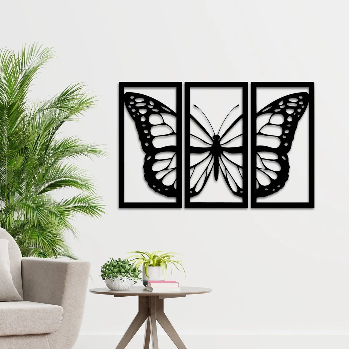 Butterfly Metal Wall Art – Modern Black Steel Wall Décor