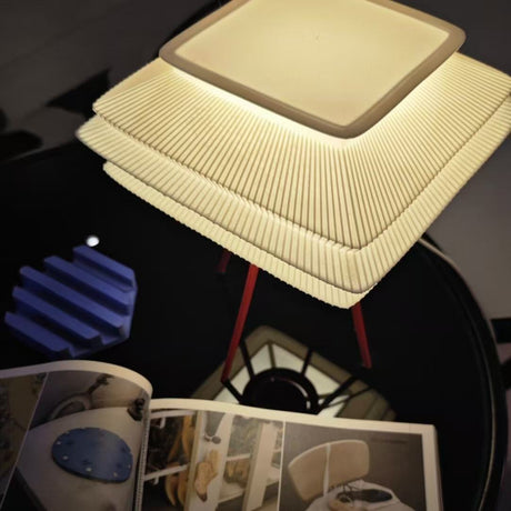 Modern 3D Printed Table Lamp with Red Tripod - Unique LED Ambient Light