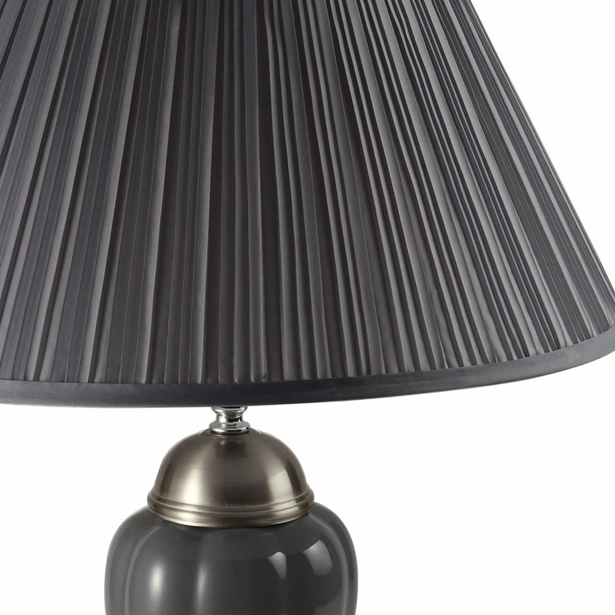 27" Gray and Silver Metal Urn Table Lamp With Gray Empire Shade