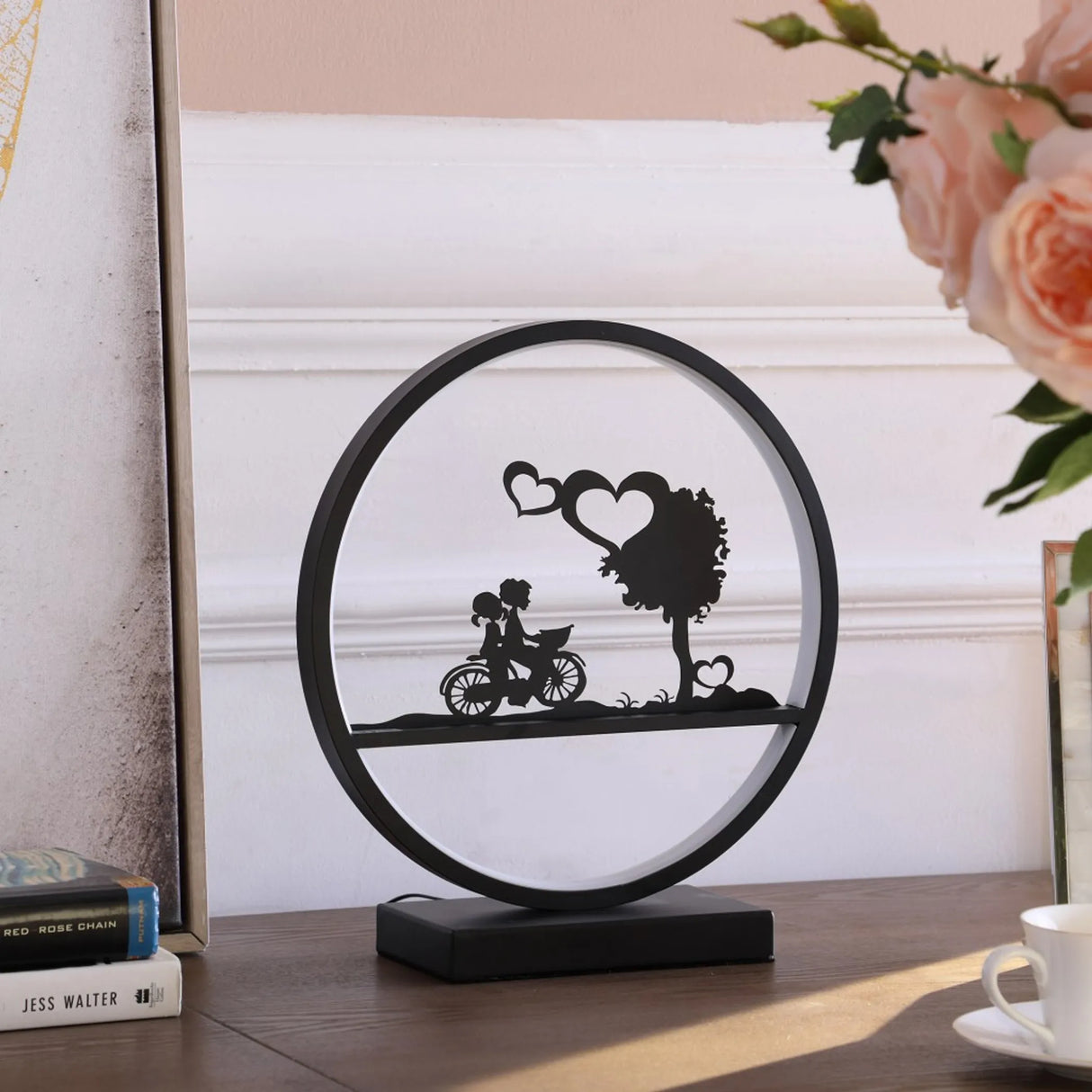 13" Unique Black Bedside LED Table Lamp