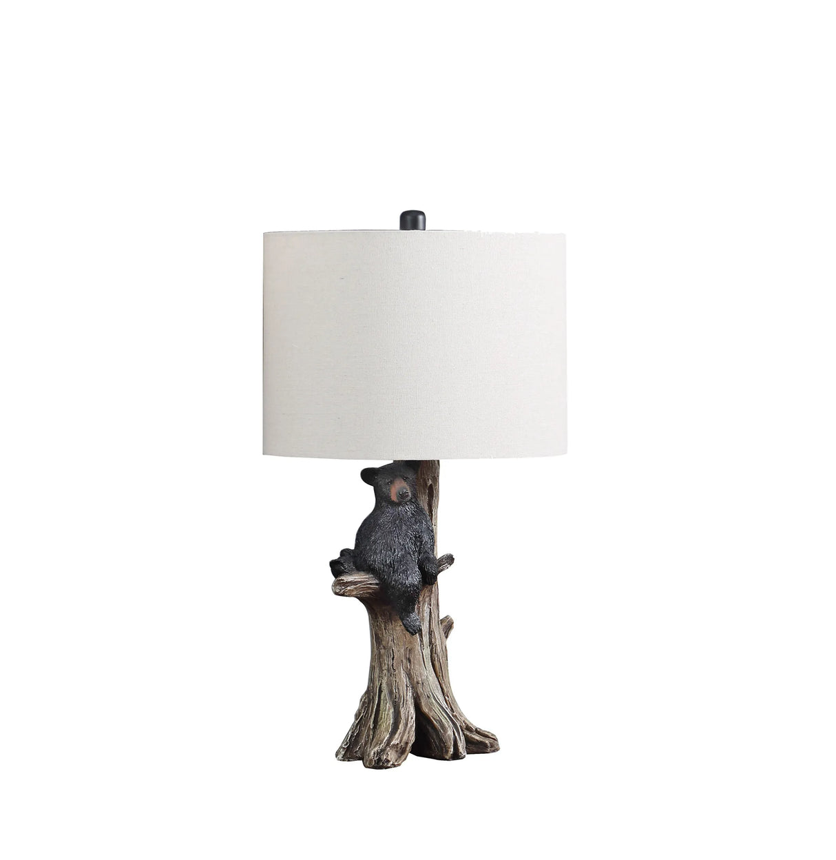 25" Black Blear in a Tree Table Lamp With Beige Shade
