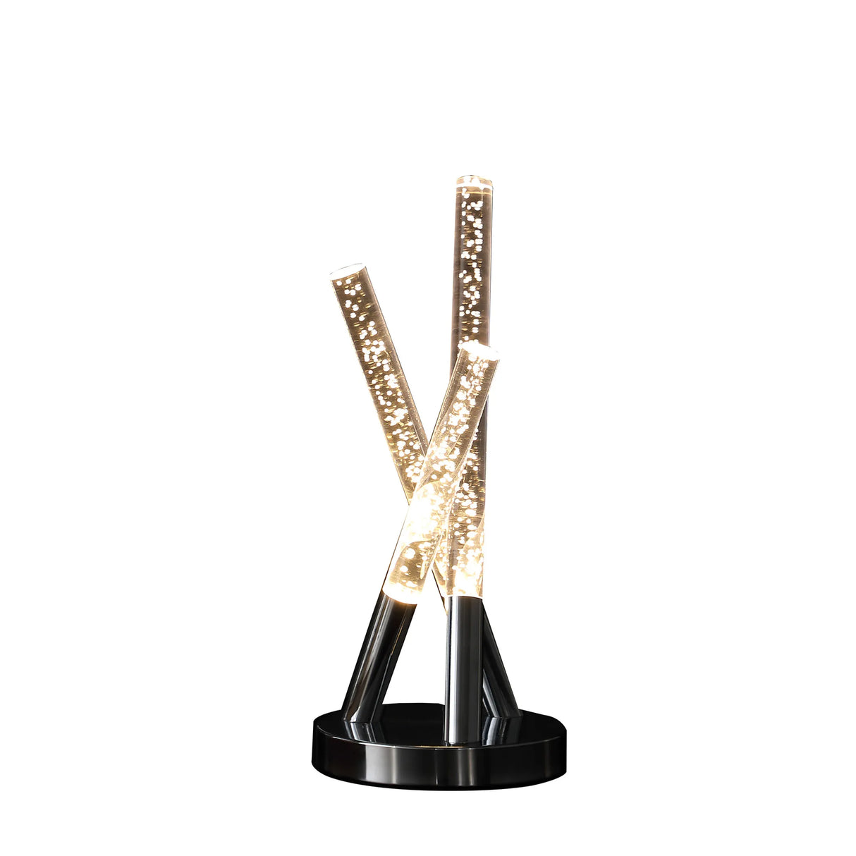 15" Silver Acrylic and Metal Three Rod Abstract Table Lamp