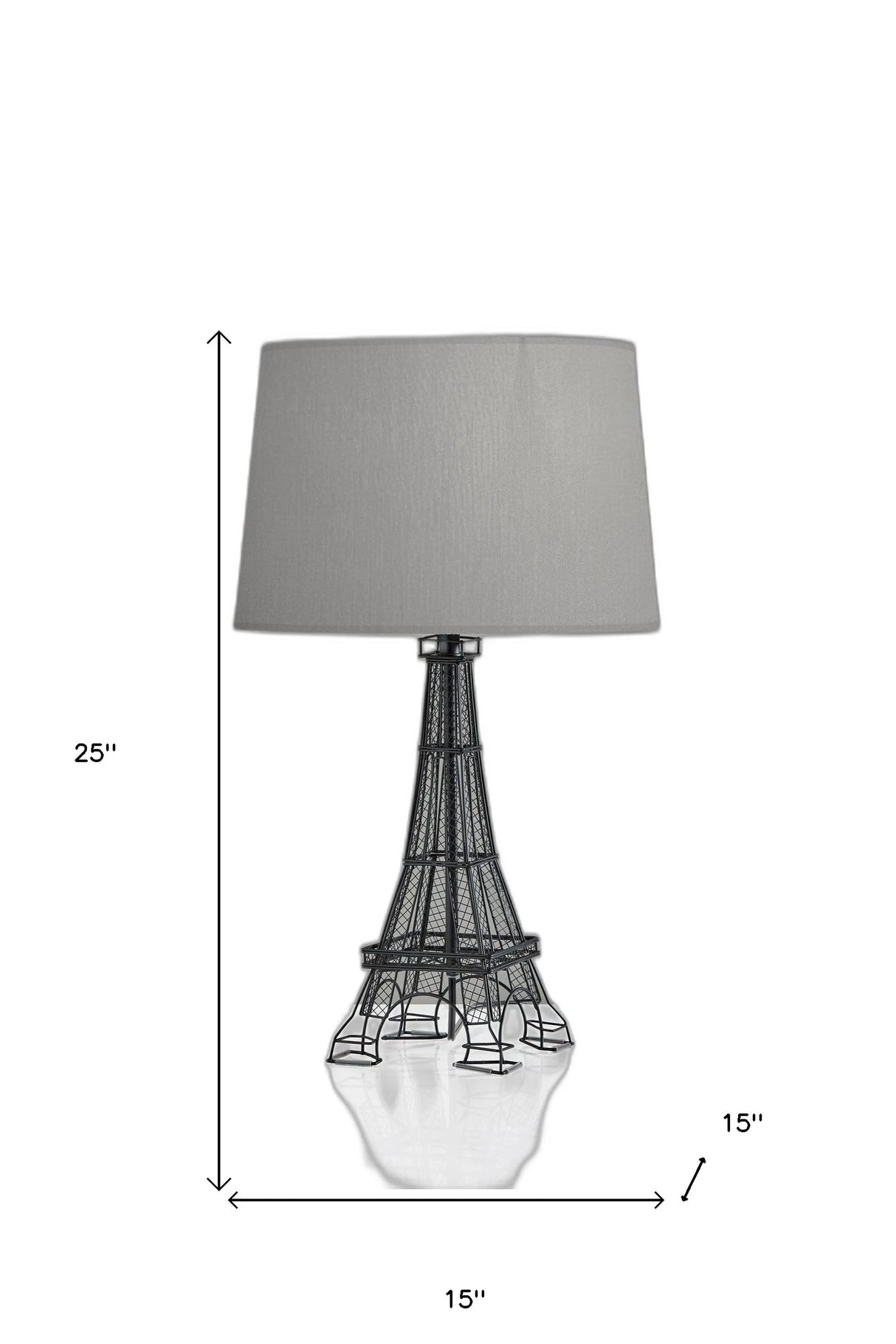 25" Black Acrylic Paris Desk Table Lamp With Gray Drum Shade