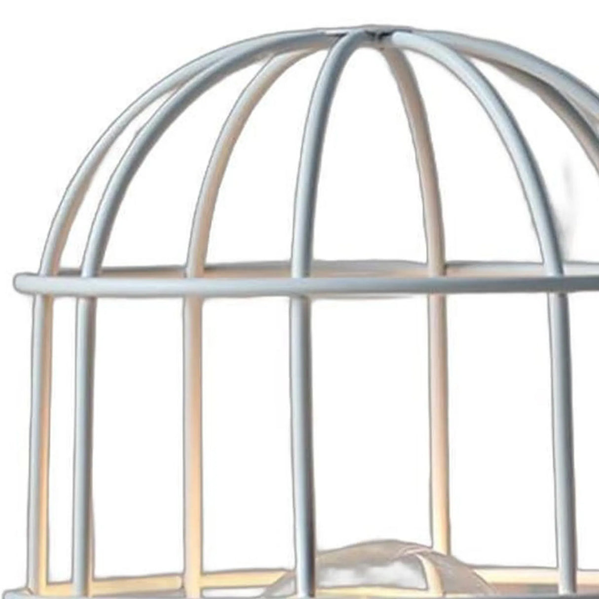 Battery Operated Lamp With Cage Cylinder Shade