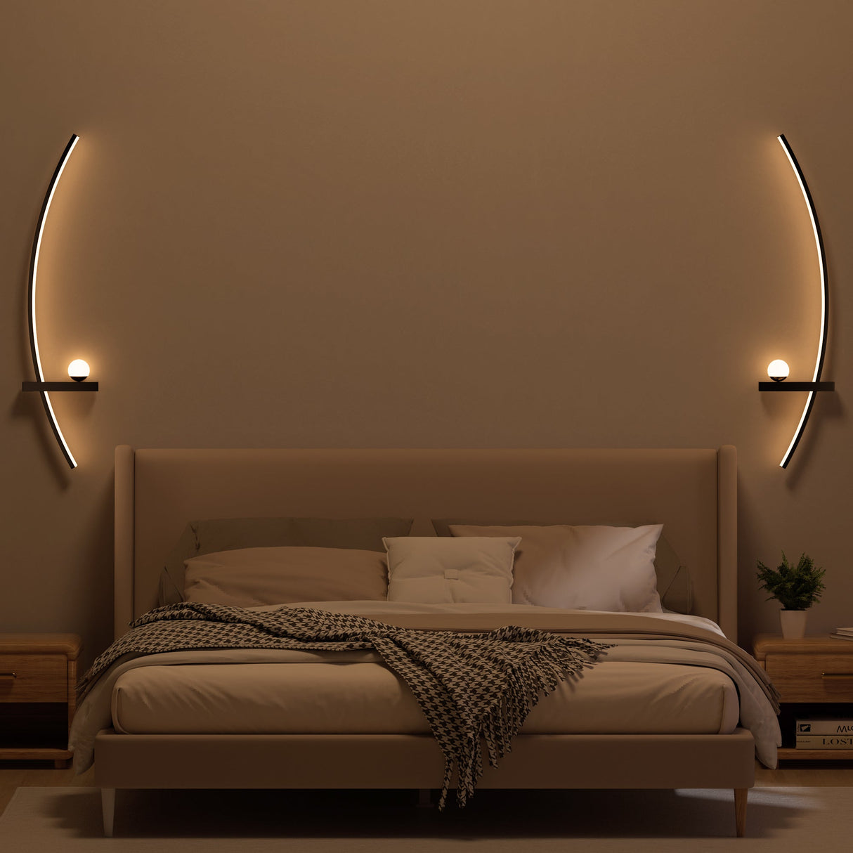 2-Pack Modern Orb Arc Wall Lamp – Dimmable LED Light Set