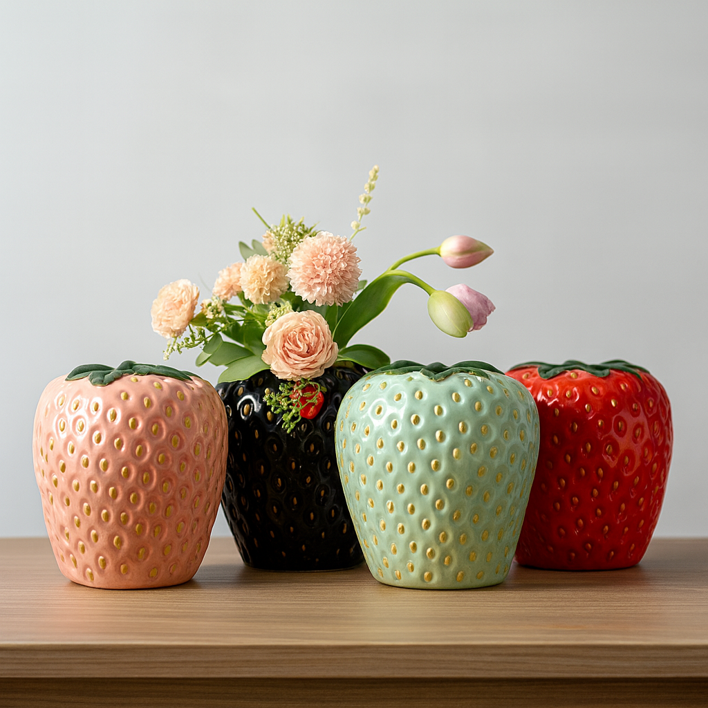 Strawberry Bliss Ceramic Vase — Fruit‑Inspired Flair for Décor & Blooms