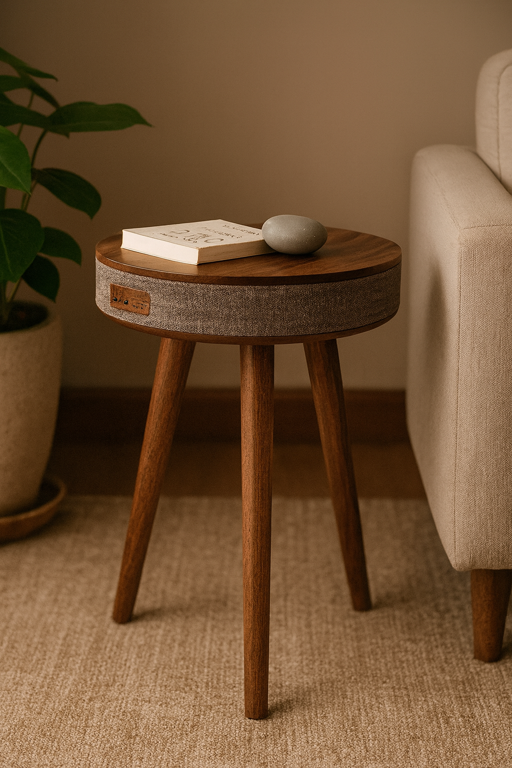Eltro Smart Side Table – Modern Nightstand with Wireless Charging & LED Lighting
