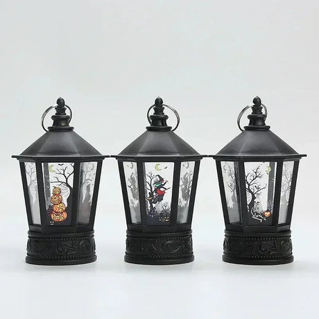 Halloween LED Candle Lantern – Vintage Witch Castle, Pumpkin & Ghost Light