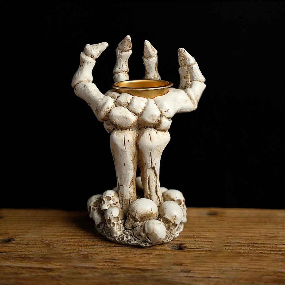 Spooky Bonfire Candle Holder – Halloween Resin Statue for Mantel or Tabletop Decor