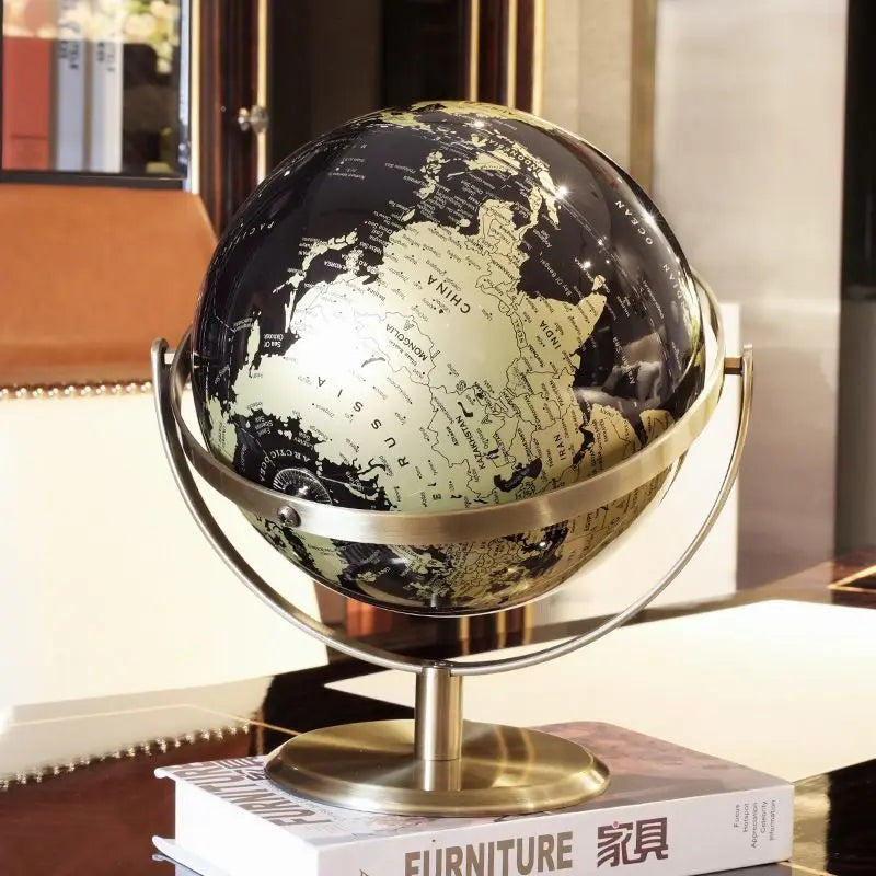 Luxury Metal World Globe – Decorative Ornament or Gift for Office or Home