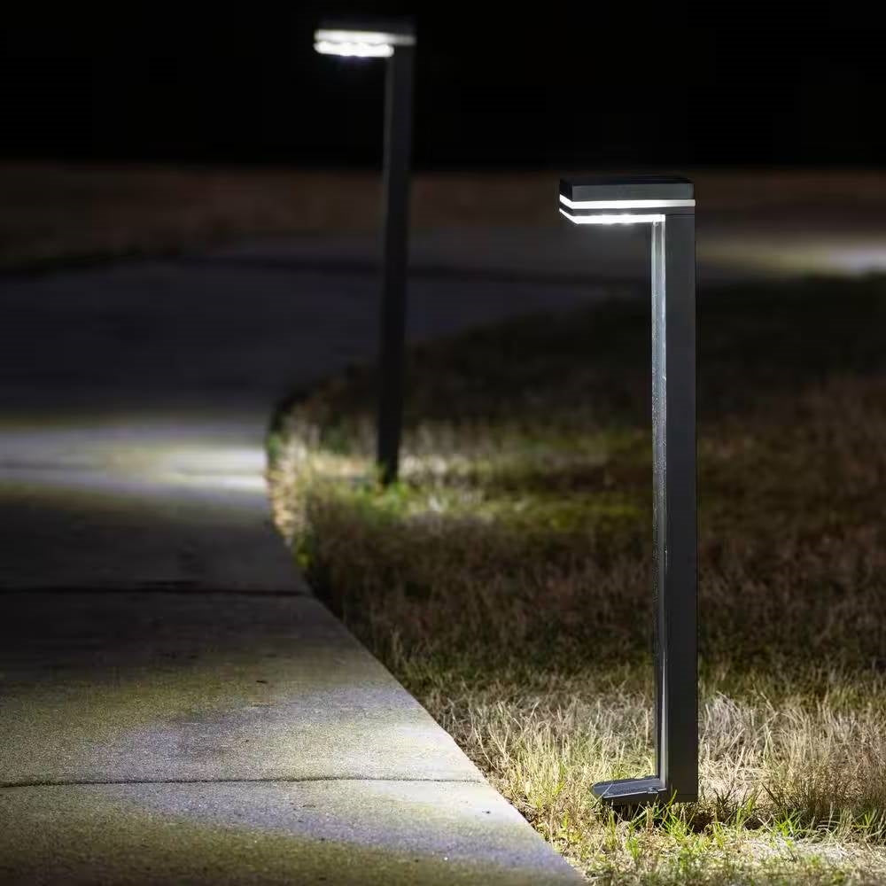 Set of 2 Modern Outdoor Solar Light LED Path Outdoor Lighting