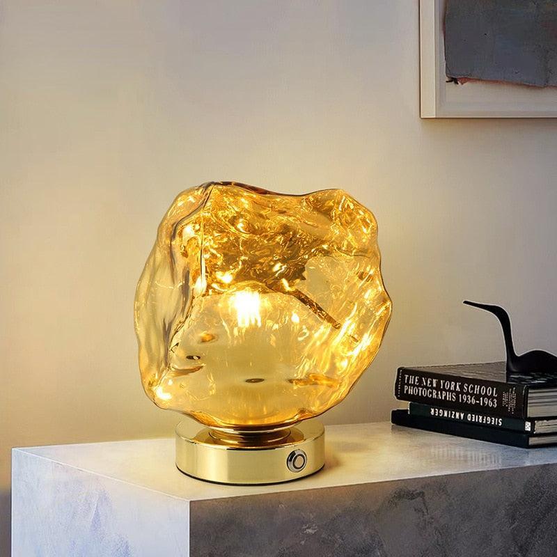 Core Glass Rock Table Lamp – Modern Natural Accent Lighting