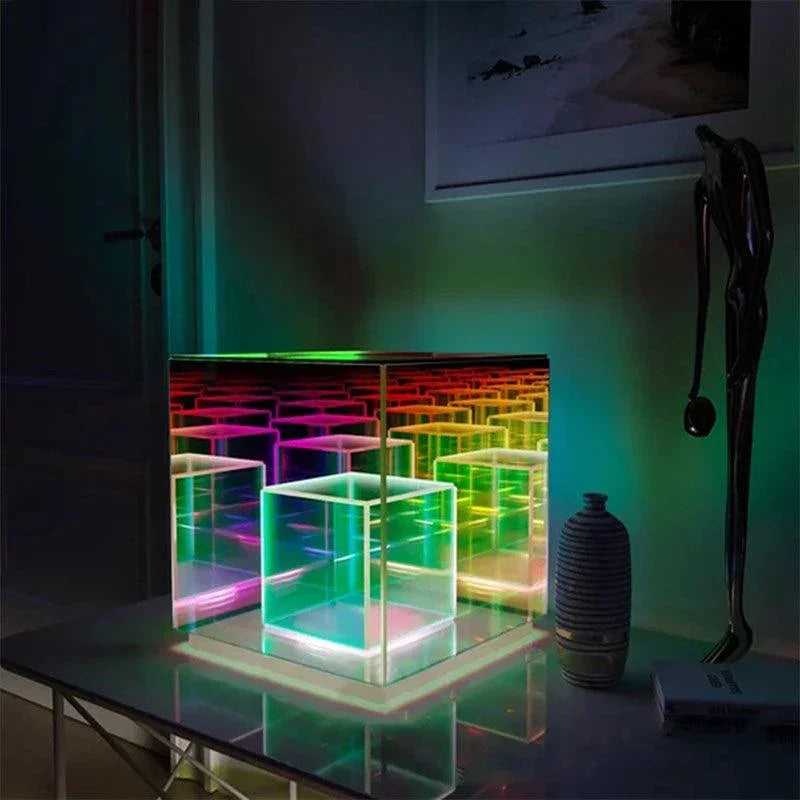 Geometric Infinity Cube Table Lamp for Modern Ambient Lighting