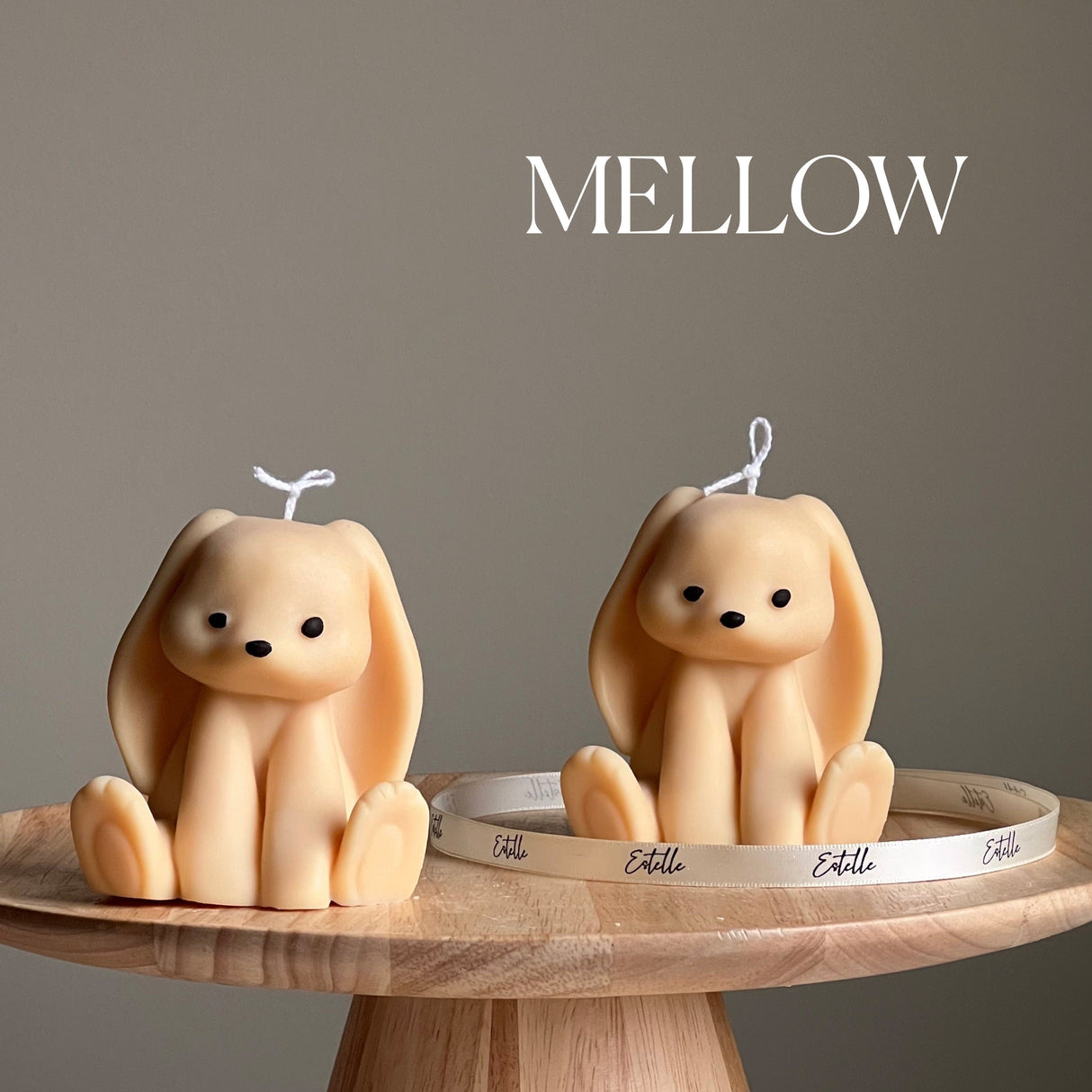 Sakura Bunny Pillar Candle – Handmade Soy Wax Decorative Rabbit Candle