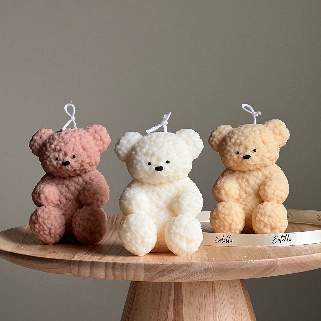 Fluffy Bear Sculptural Candle – Handmade Soy Wax Home Décor