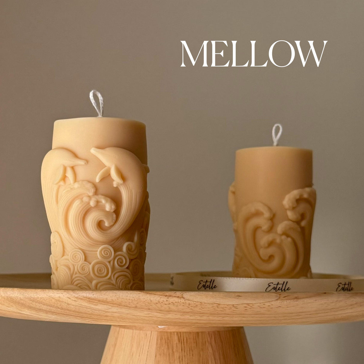 Dolphin Pillar Candle – Handmade Soy Wax Sculptural Décor