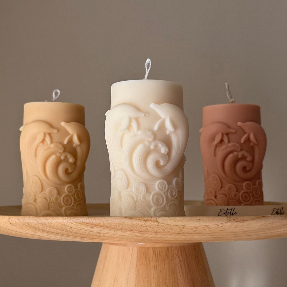 Dolphin Pillar Candle – Handmade Soy Wax Sculptural Décor