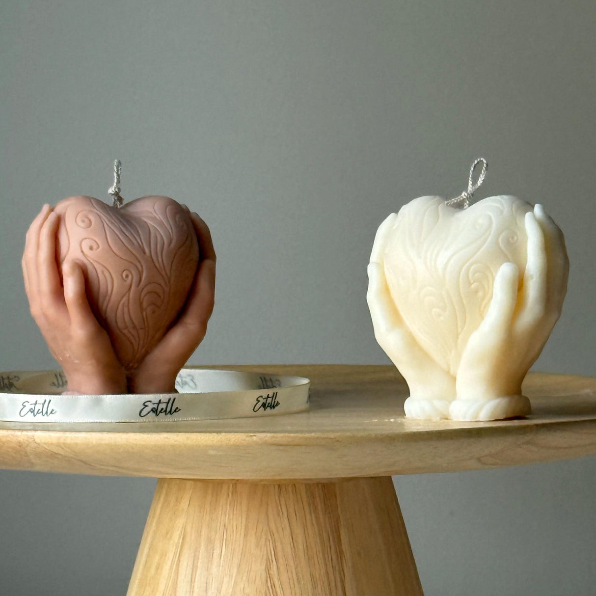 Heart in Hands Candle: Handmade Unscented Sculptural Home Decor