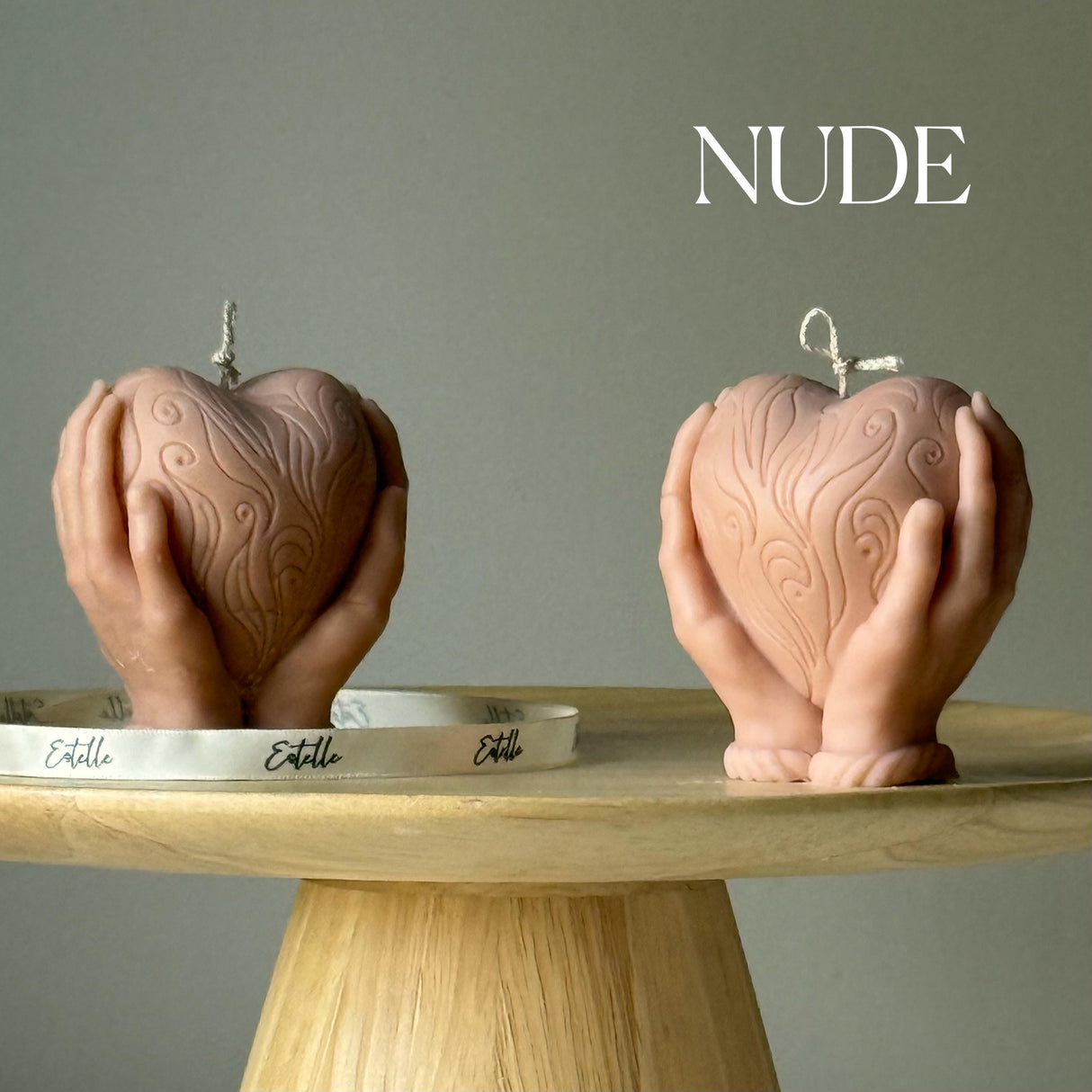 Heart in Hands Candle: Handmade Unscented Sculptural Home Decor