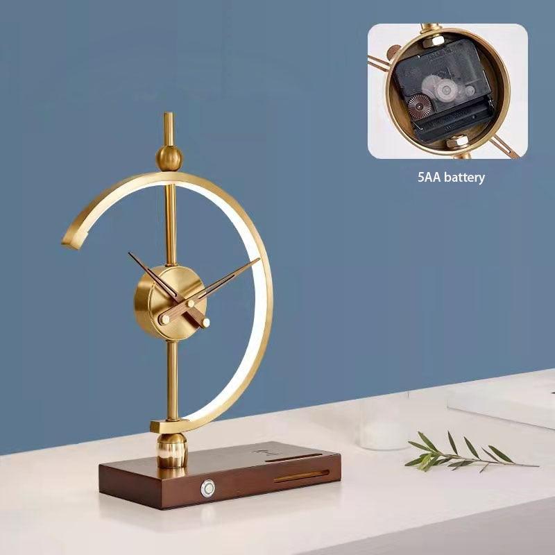 Klaik Golden Clock Table Lamp - Wireless Charger - BLISOME