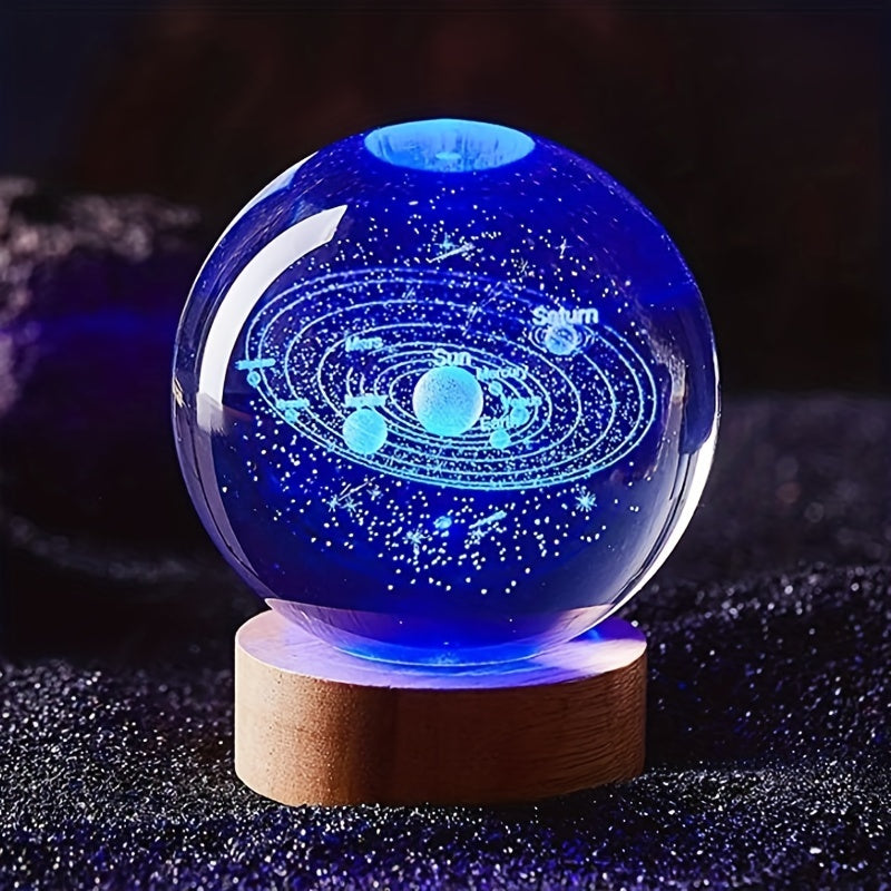 Unique Solar System Moon Nightlight Crystal Glass Light