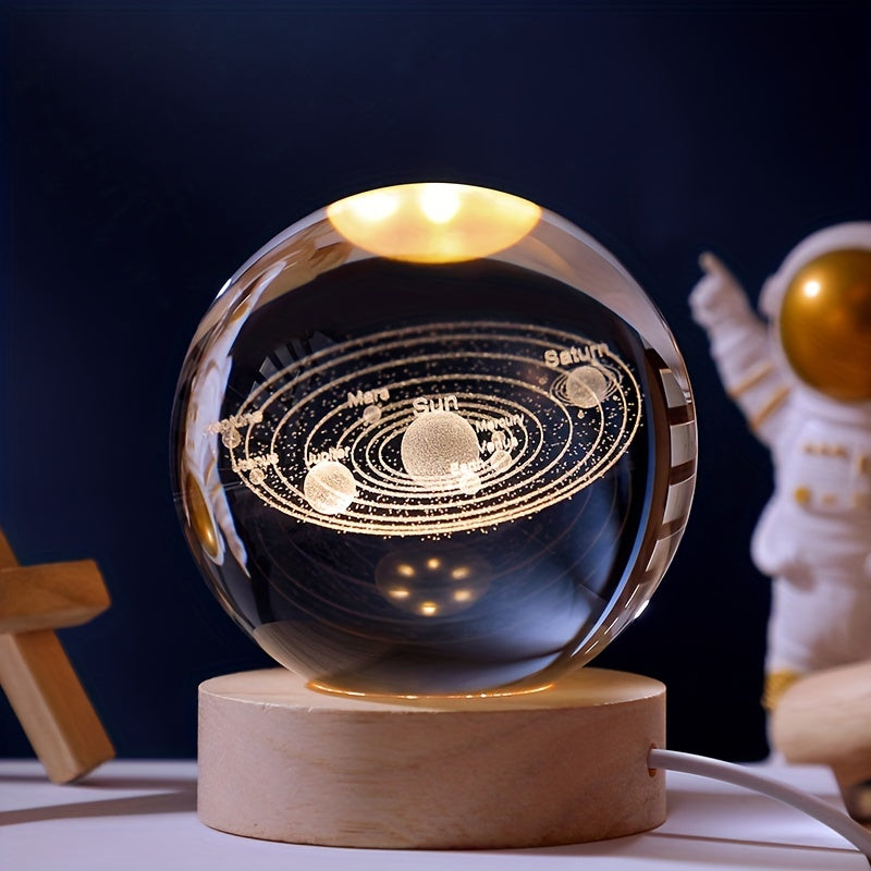 Unique Solar System Moon Nightlight Crystal Glass Light