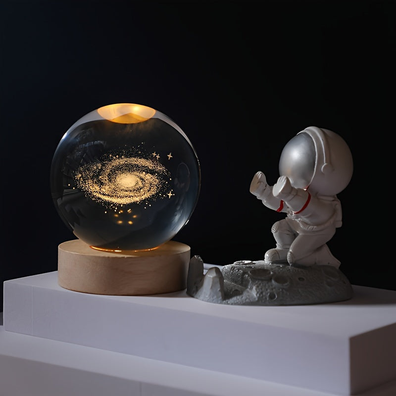 Unique Solar System Moon Nightlight Crystal Glass Light