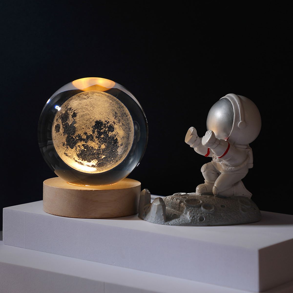 Unique Solar System Moon Nightlight Crystal Glass Light