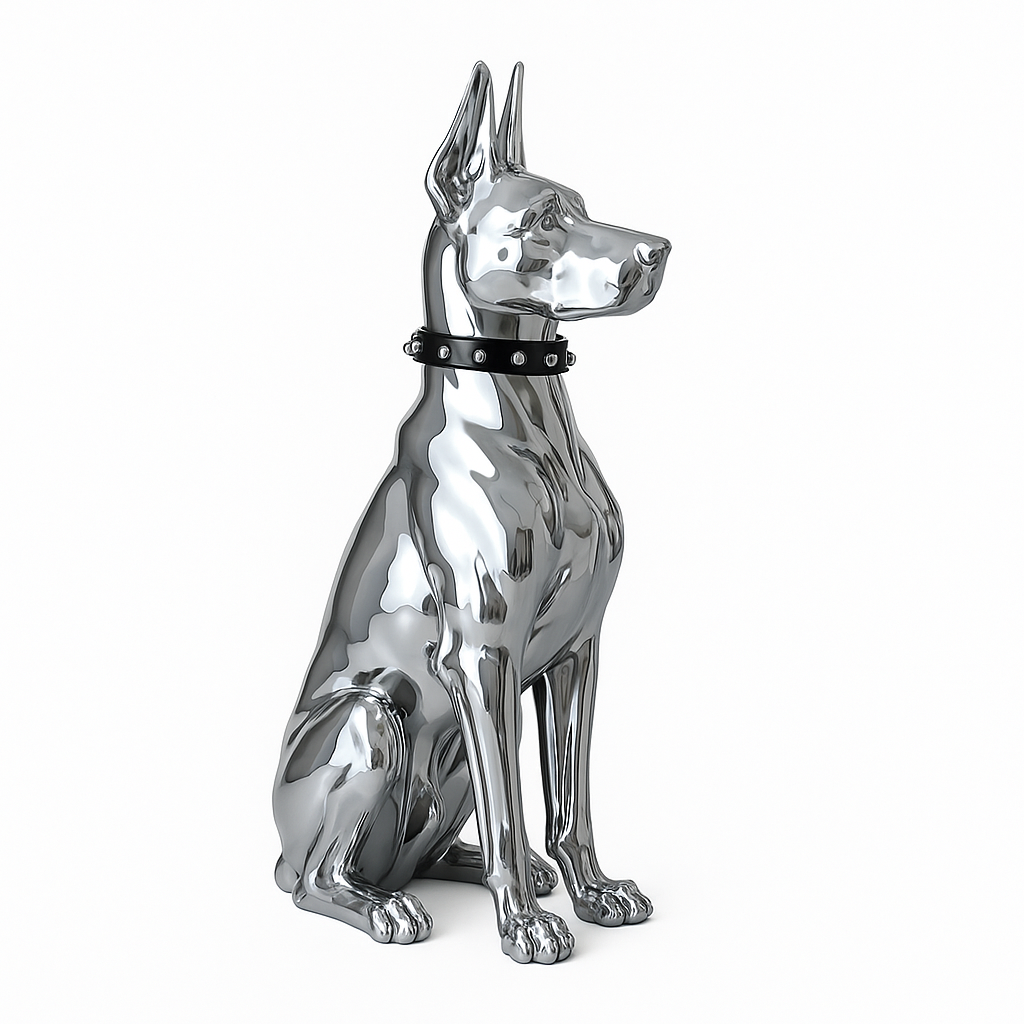 Modern Electroplated Dog Statue – Luxury Floor Decoration for Living Room, Porch & TV Cabinet