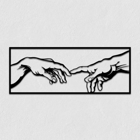 The Creation of Adam Metal Wall Art – Modern Black Steel Wall Décor