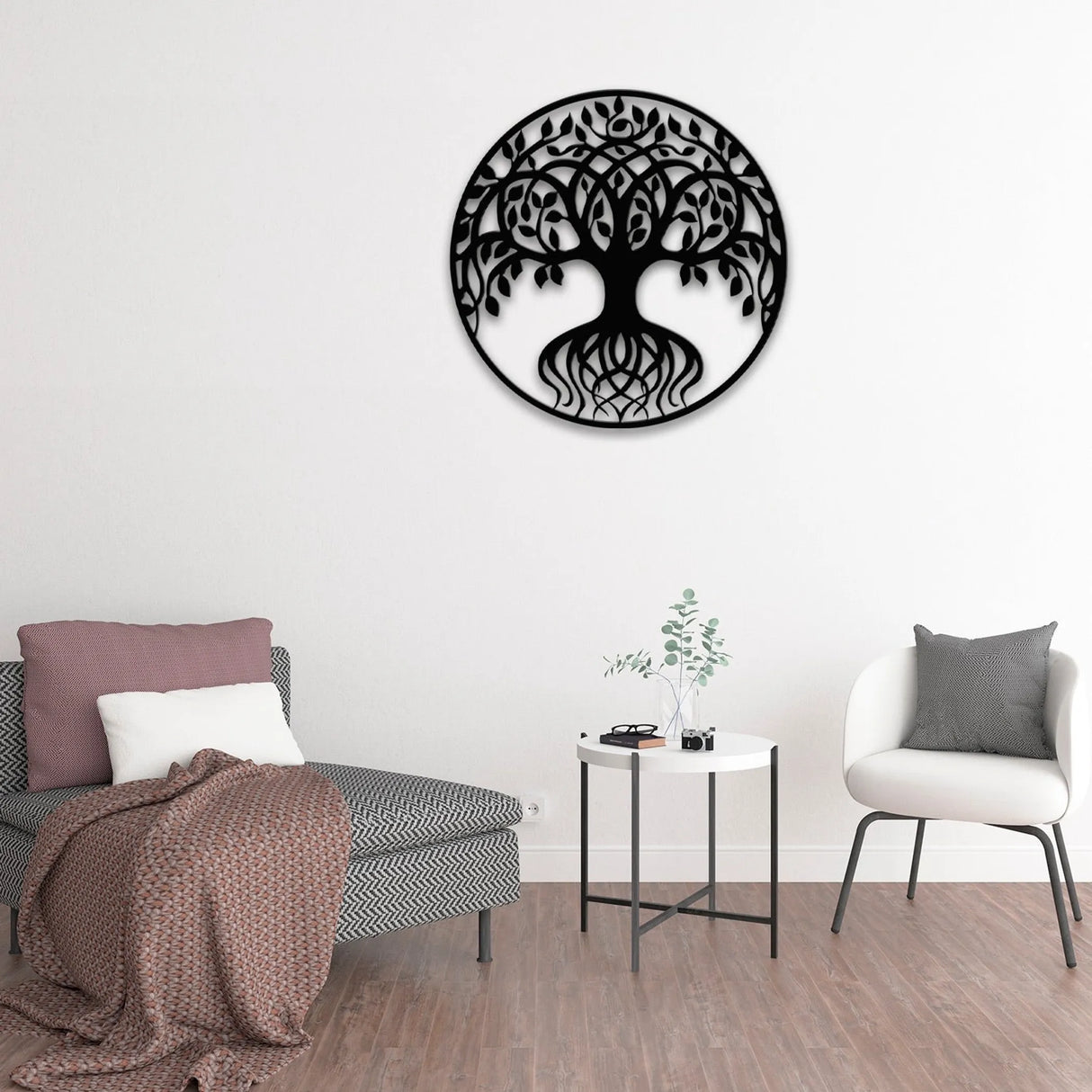 Tree of Life Metal Wall Art – Modern Black Steel Wall Décor