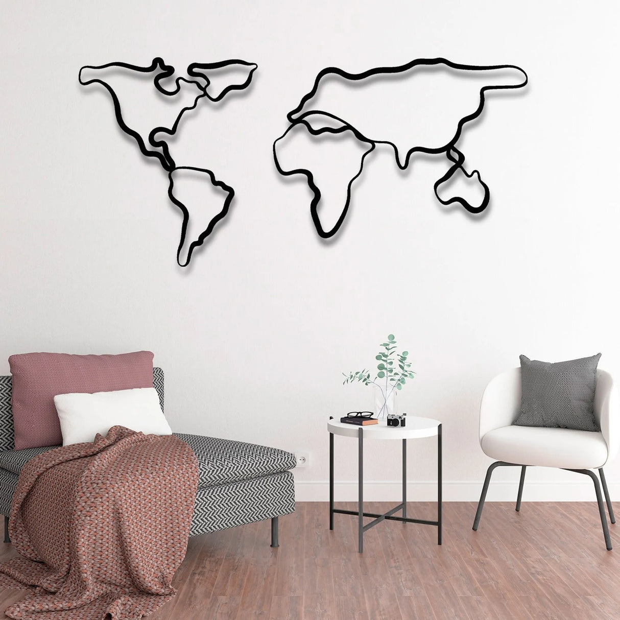 Verden Metal World Map Wall Art – Modern Steel Wall Décor