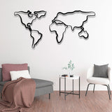 Verden Metal World Map Wall Art – Modern Steel Wall Décor