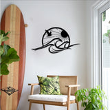 Sun and Waves Metal Wall Art – Modern Black Steel Wall Décor