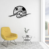Sun and Waves Metal Wall Art – Modern Black Steel Wall Décor