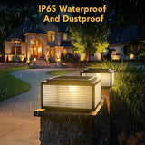 Outdoor Solar Powered Post Cap Lights - Durable Glass & Metal 12" LED