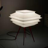 Modern Pleated Table Lamp – 3D Printed LED Desk Light with Red Tripod Base-1