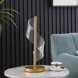 19" Gold Modern Swirl Metal and Acrylic LED Table Lamp