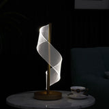 19" Gold Modern Swirl Metal and Acrylic LED Table Lamp