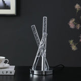 15" Silver Acrylic and Metal Three Rod Abstract  Table Lamp