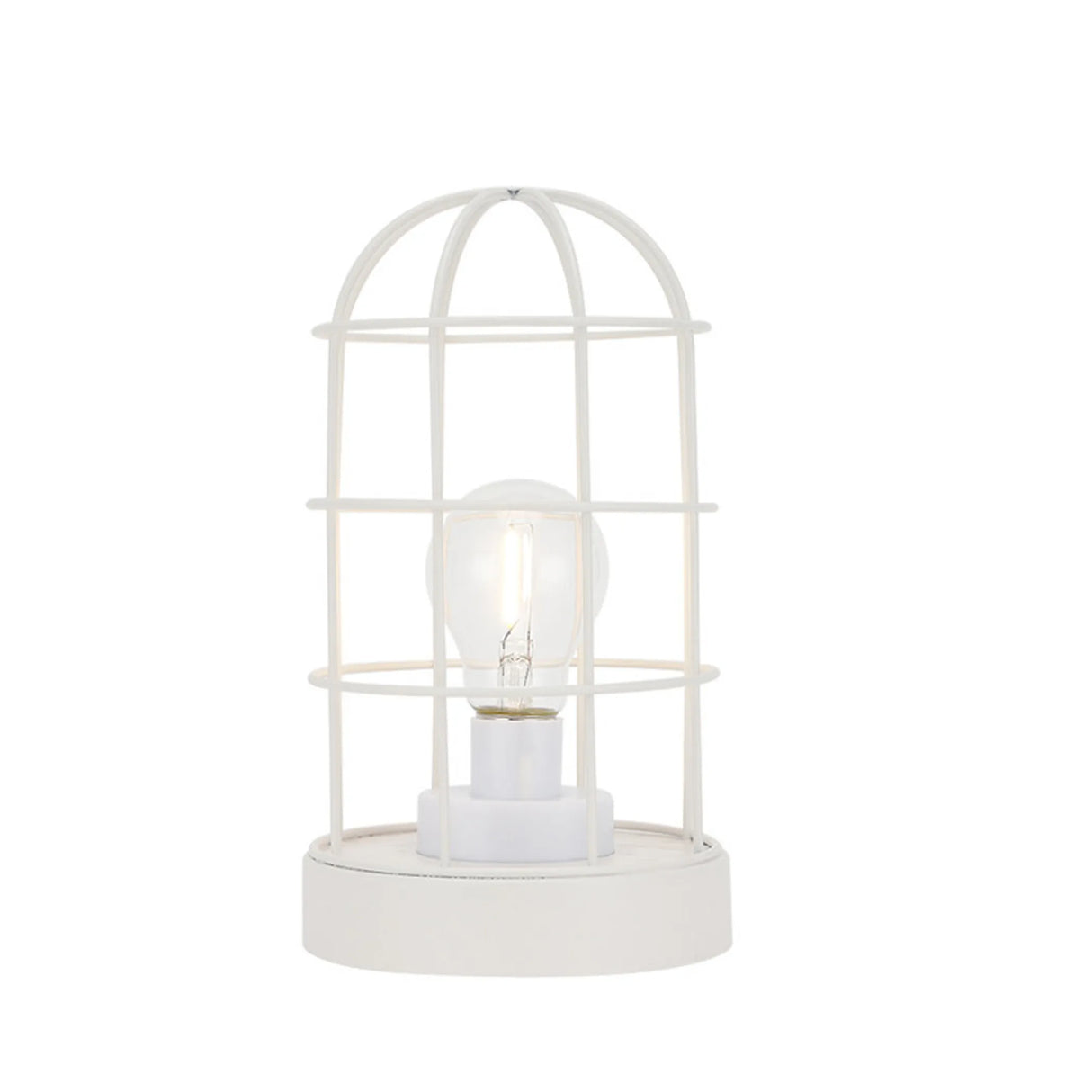 Battery Operated Lamp With Cage Cylinder Shade