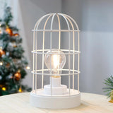 Battery Operated Lamp With Cage Cylinder Shade