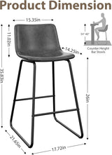 Gray Faux Leather Bar Stools Set Of 3 26 Inch Counter