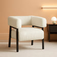 Beige Corduroy Barrel Chair With Pocket Coil Support-0
